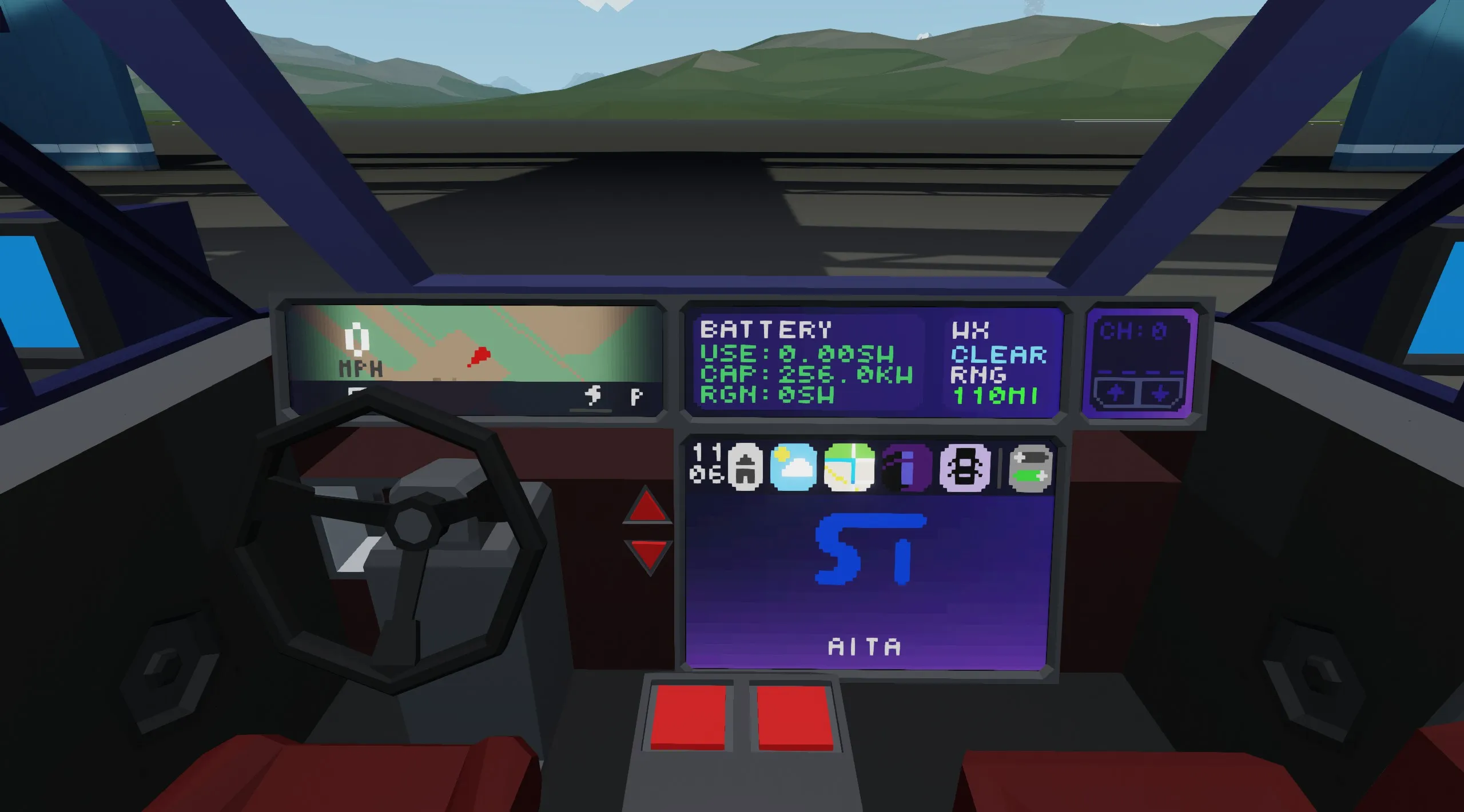 The interior of the car with the wonderful SenCar 6 dashboard