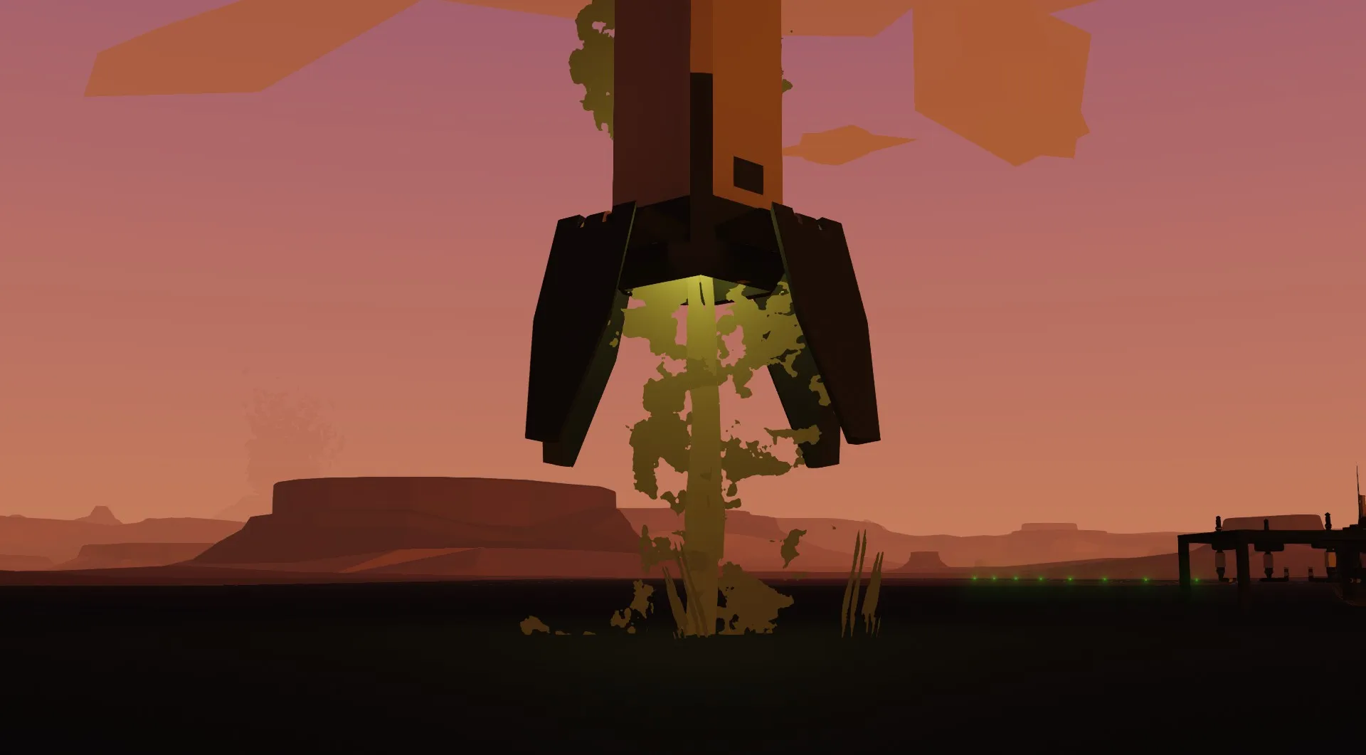 Close-up of the SWRT 11 booster moments before touchdown.