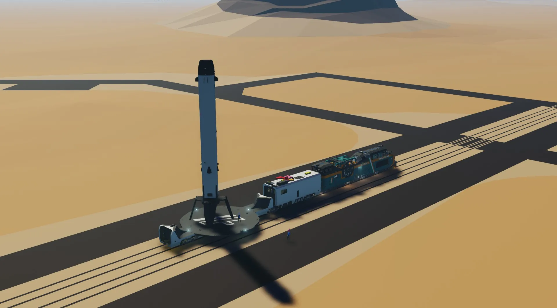 SWRT 11 booster landing on a rail car designed to catch the booster and bring it back to the launch site for refurbishment and reuse.