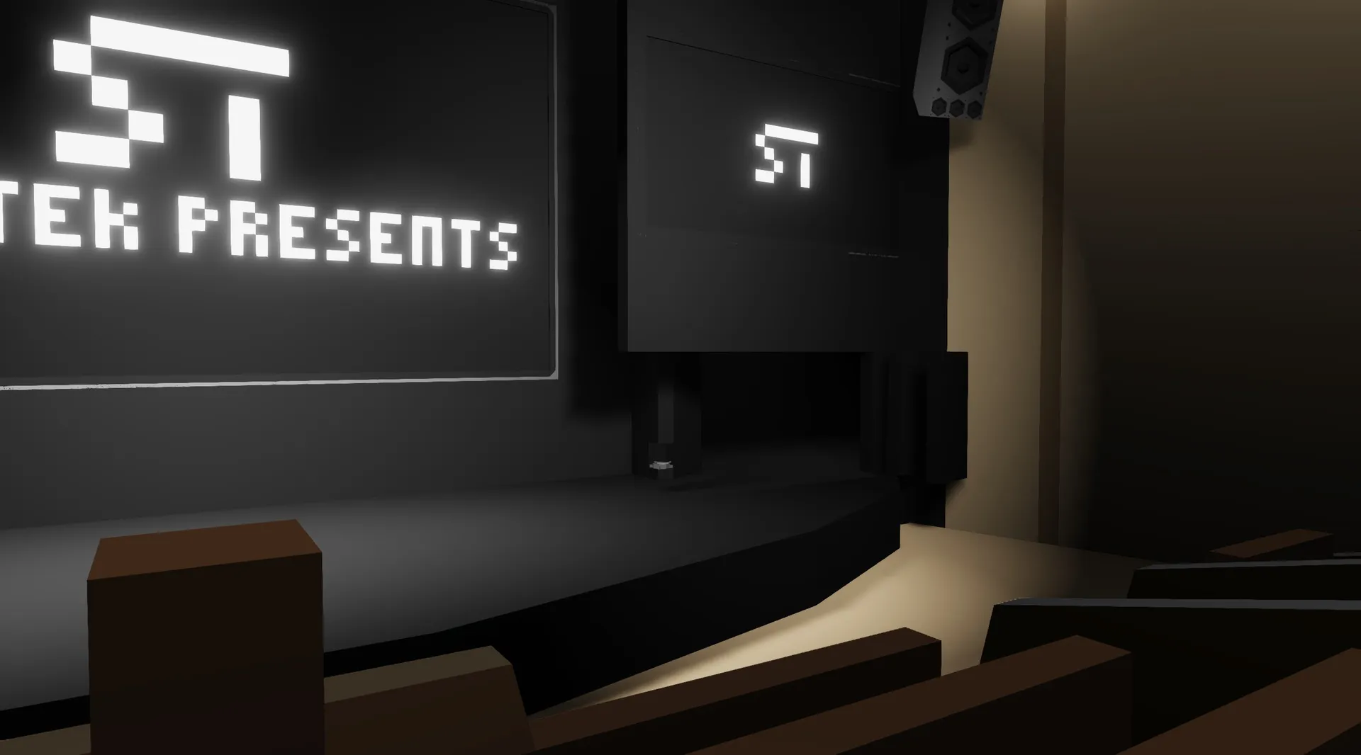 The smaller door on the stage for smaller demonstrations.