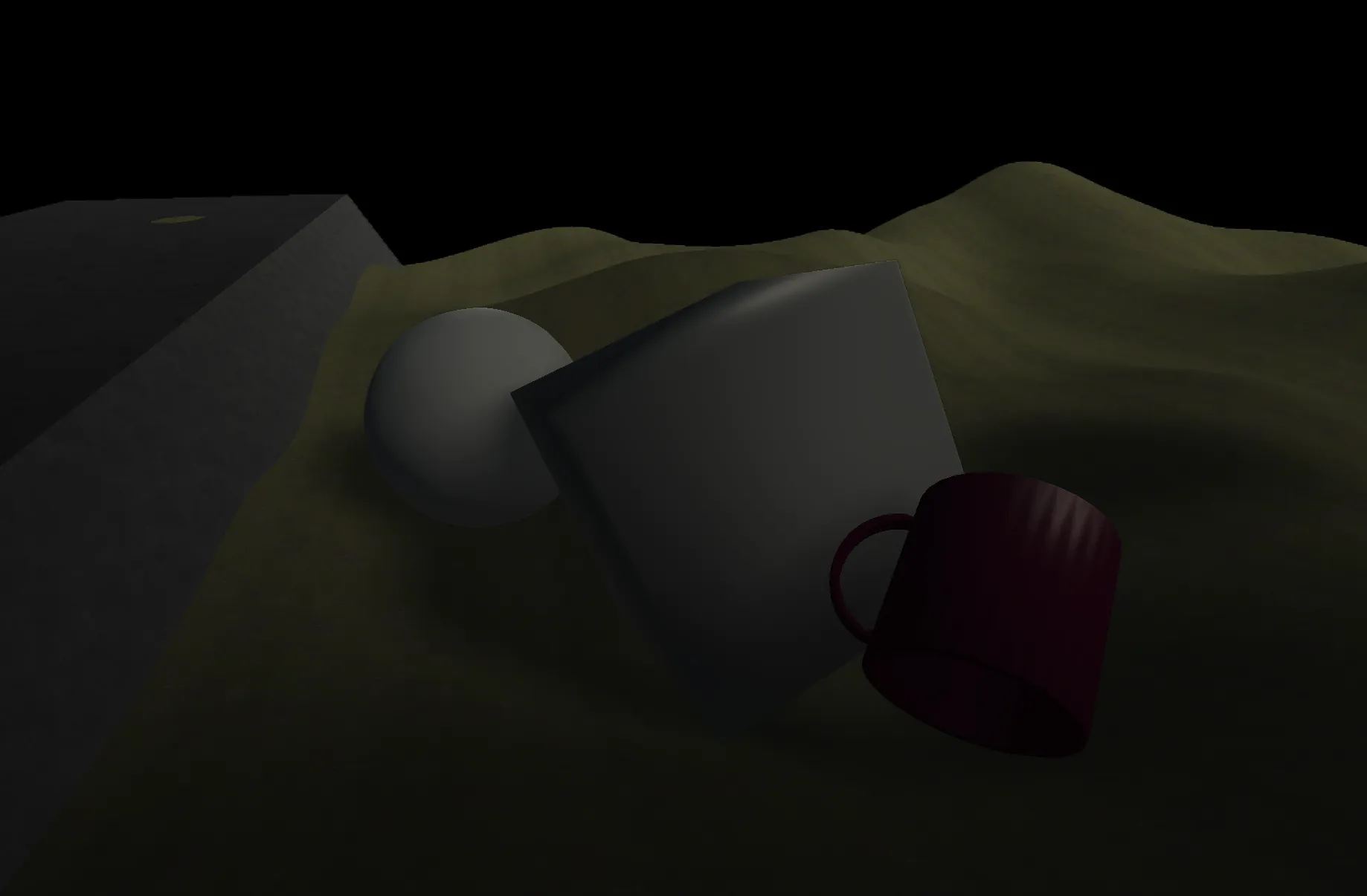 Another experiment with SSAO created a "moody" shader similar to a horror game with a pitch black sky and further objects are darker and foggier