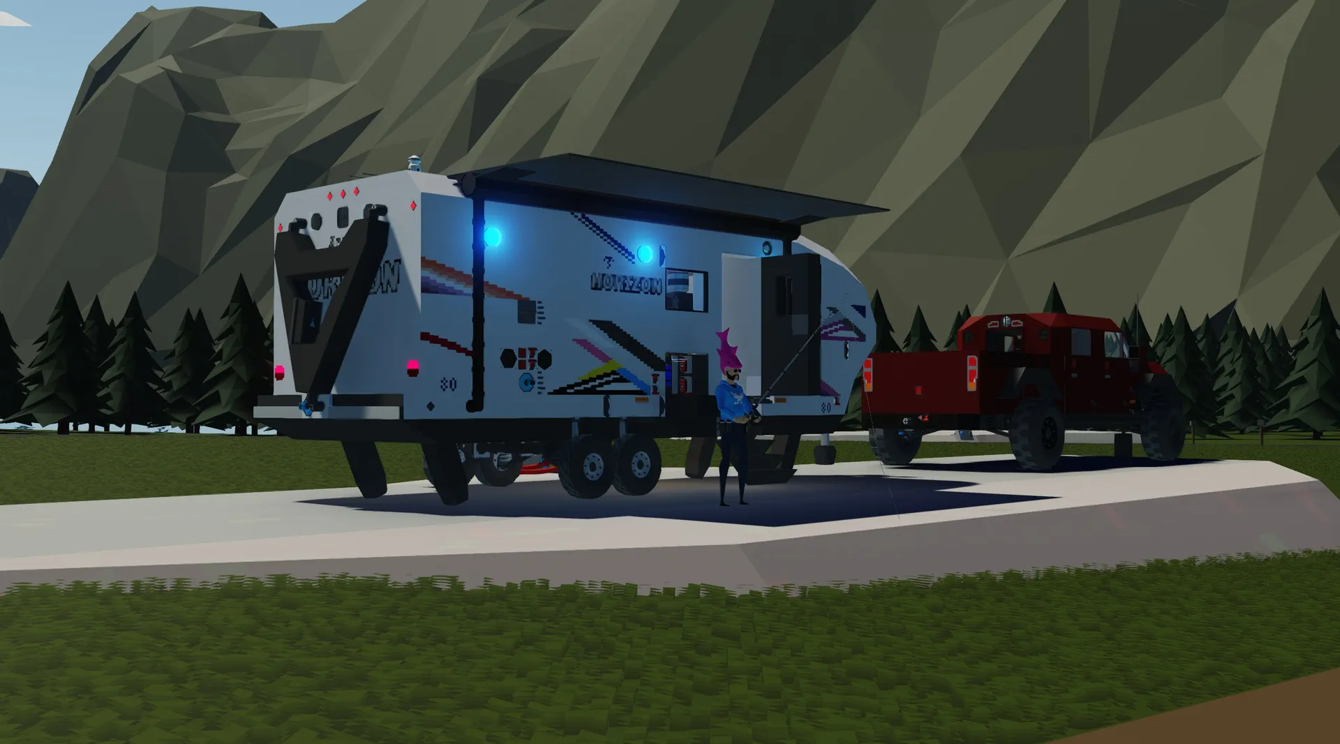 Pride Edition at a campsite, fishing