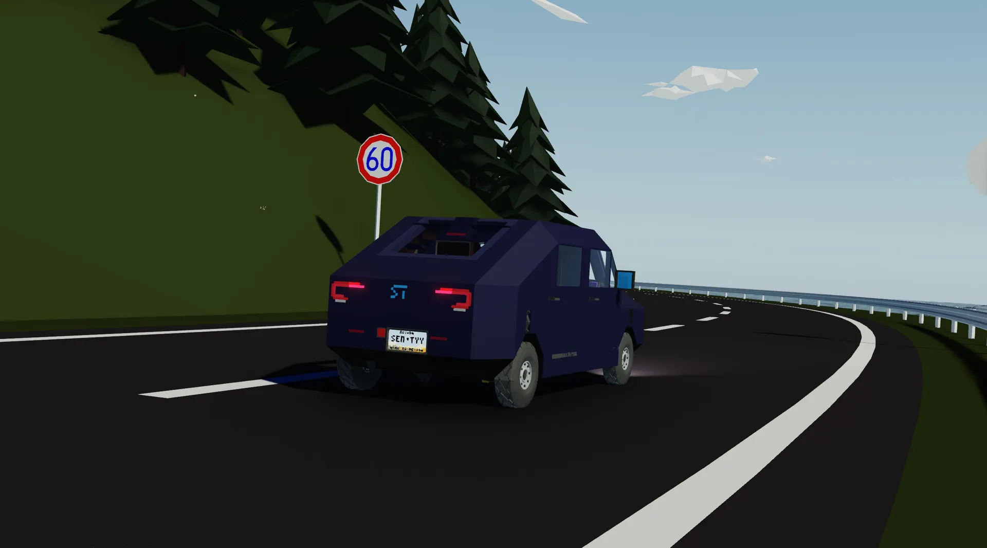 The rear view of the car