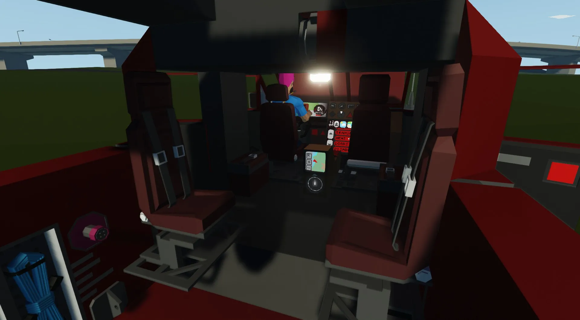 The redesigned interior of Echolodia TE, with rotating 6 seater cabin, and the SenCar 5 dashboard