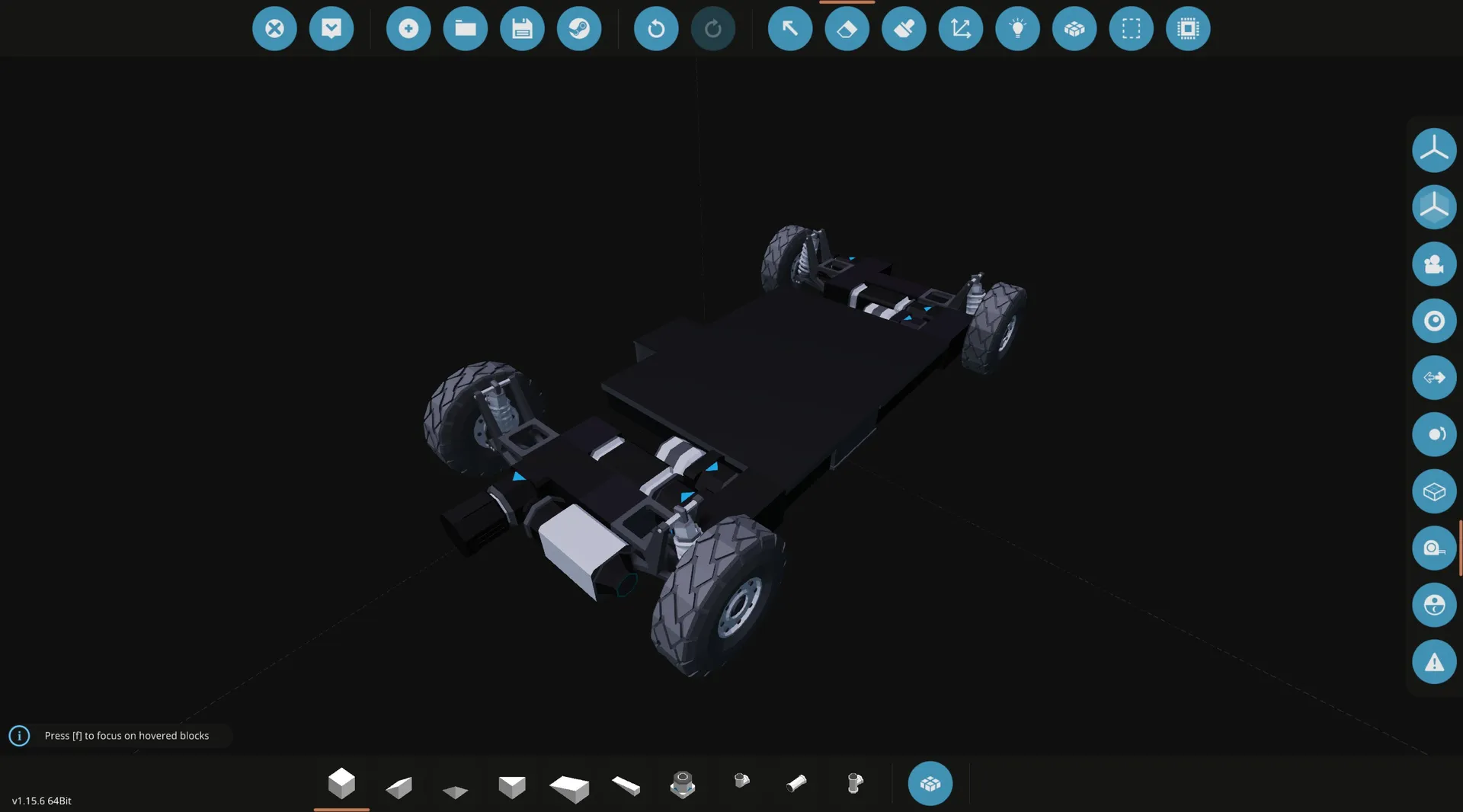 The powertrain of the car, with four wheels, two drive units, and the microcontroller platform