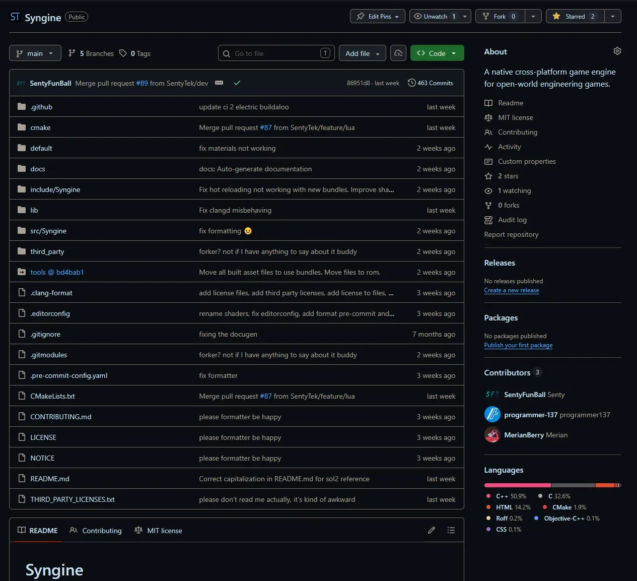 The Syngine GitHub page